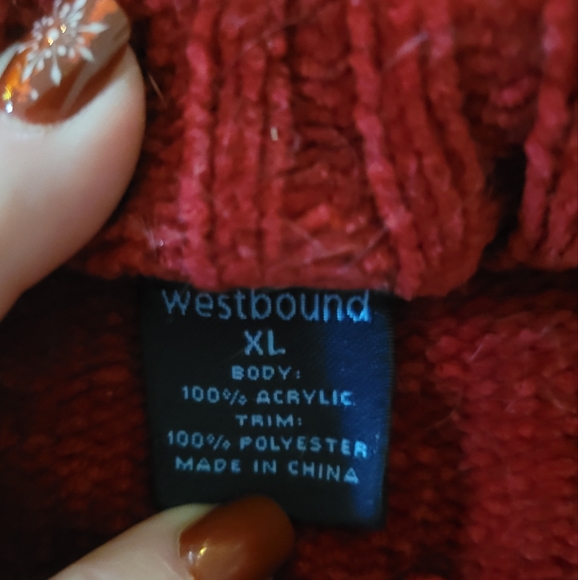 Red Velour and Faux Fur Dog Sweater - Picture 3 of 3